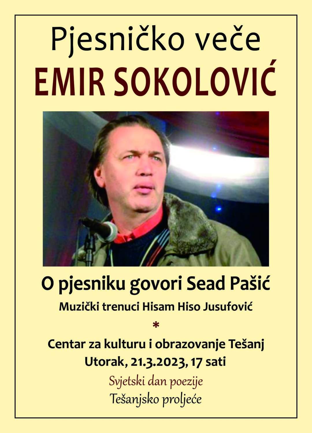 Pjesničko veče Emira Sokolovića povodom Svjetskog dana poezije
